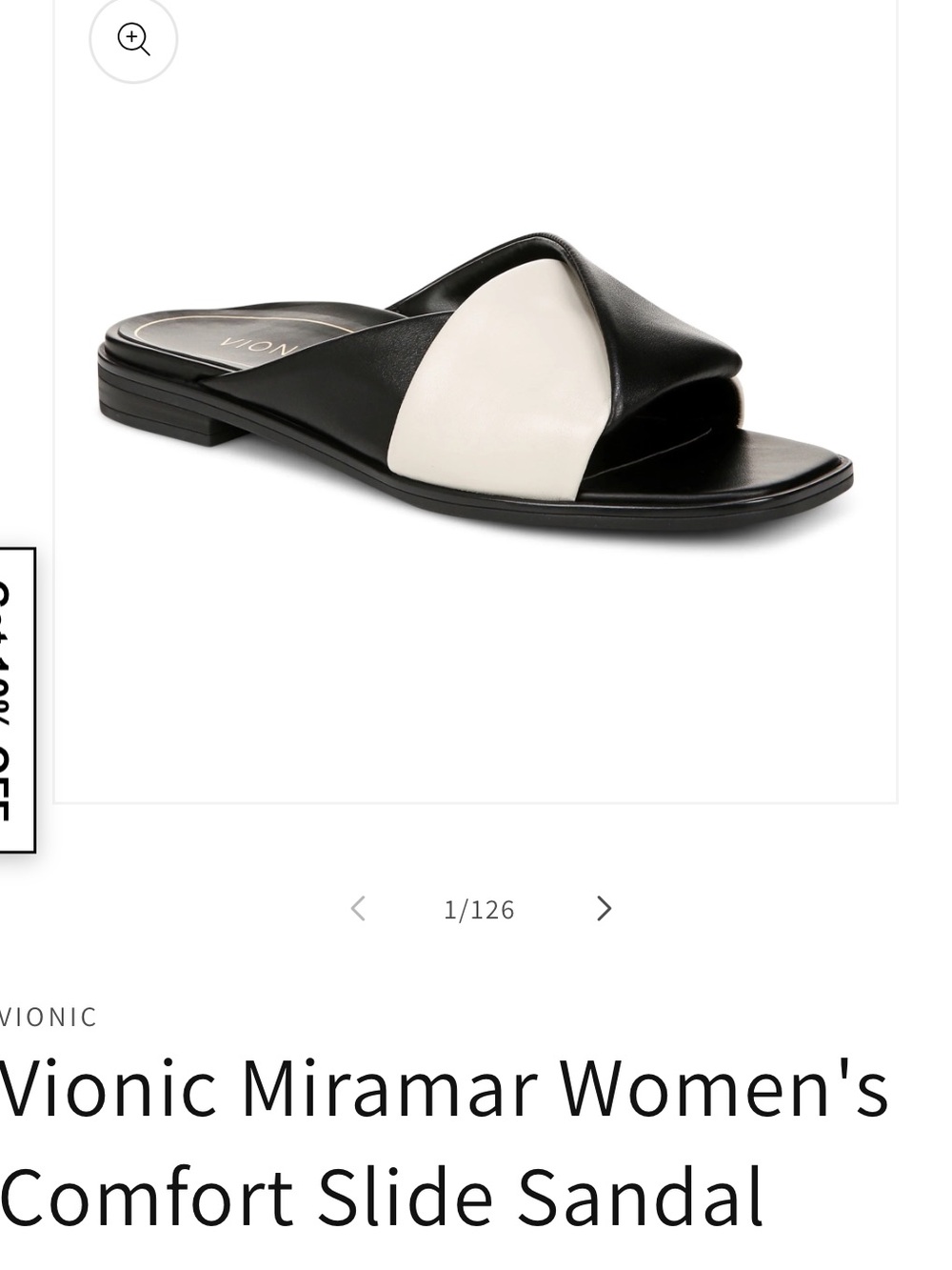 Vionic Miramar Slide Sandals Two-Tone Black White
